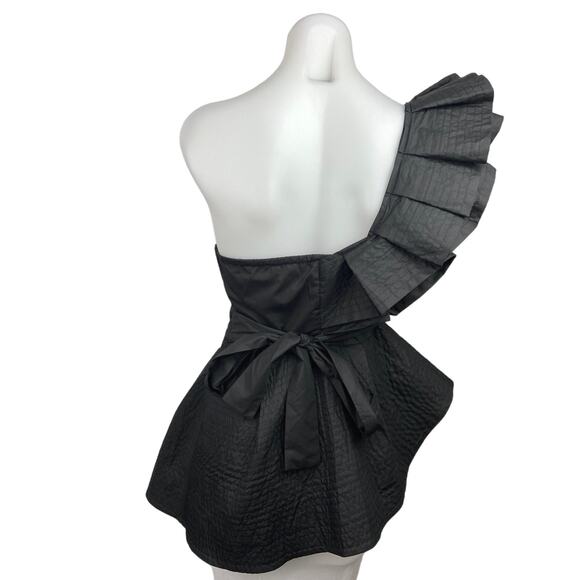 Fashion Nova Call Me Black Peplum One Shoulder Avant Garde Cutout Blouse Top S - Picture 5 of 7